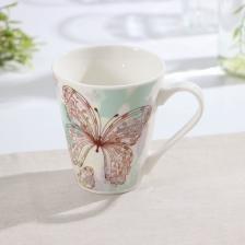 Кружка Доляна «Бабочка», 280 мл, фарфор, белая Кружка Доляна «Бабочка», 280 мл, фарфор, белая