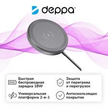 Беспроводное зарядное устройство Deppa QI Fast Charge 18W 2в1 Беспроводное зарядное устройство Deppa QI Fast Charge 18W 2в1