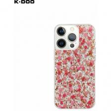 Чехол K-DOO Flowers iPhone 13 Pro, малиновый Чехол K-DOO Flowers iPhone 13 Pro, малиновый