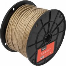 Стальной трос Gigant 5/6мм в ПВХ оплетке 100м GSC-010 предназначен для организации подвесок и растяжек при установке антенн, прокладке уличных кабелей, при строительных работах, в быту и садоводстве. Сохранение эксплуатационных качеств в течение длительного срока обеспечено устойчивостью покрытия к воздействию агрессивных сред. Трос не предназначен для подъема и перемещения грузов. Благодаря ПВХ оплетке удается значительно повысить срок службы изделия, обеспечивая его герметичность и защиту от коррозии. Поставляется на катушке для удобства хранения и перемещения. Рабочая прочность: 2.29 кН Разрывная прочность: 13.77 кН Конструкция троса: 6X7+FC Вес: 9,8 кг Диаметр стальной части троса 5 мм, с учетом оплетки 6 мм. Стальной трос Gigant 5/6мм в ПВХ оплетке 100м GSC-010 предназначен для организации подвесок и растяжек при установке антенн, прокладке уличных кабелей, при строительных работах, в быту и садоводстве. Сохранение эксплуатационных качеств в течение длительного срока обеспечено устойчивостью покрытия к воздействию агрессивных сред. Трос не предназначен для подъема и перемещения грузов. Благодаря ПВХ оплетке удается значительно повысить срок службы изделия, обеспечивая его герметичность и защиту от коррозии. Поставляется на катушке для удобства хранения и перемещения. Рабочая прочность: 2.29 кН Разрывная прочность: 13.77 кН Конструкция троса: 6X7+FC Вес: 9,8 кг Диаметр стальной части троса 5 мм, с учетом оплетки 6 мм.