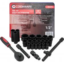 Набор головок FORCEKRAFT — это универсальный комплект профессионального инструмента, предназначенный для обслуживания автомобилей, техники и выполнения широкого спектра монтажно-слесарных работ. В набор входят 18 коротких головок, 3 удлинённые, кардан, 2 удлинителя, трещотка и адаптер — всё, что нужно для работы с резьбовыми соединениями любого типа. Комплект идеально подходит для использования на СТО, в гараже, на даче и дома. Надёжные материалы, продуманная эргономика и высокая функциональность делают этот набор незаменимым помощником как для профессионалов, так и для автолюбителей. Широкий выбор головок 18 коротких и 3 удлинённых — для работы с крепежом в открытых и труднодоступных местах. Карданный шарнир Обеспечивает доступ к соединениям под углом — удобно при ограниченном пространстве. Удлинители Увеличивают рабочий радиус — позволяют добраться до глубоко расположенных крепежей. Трещотка с храповым механизмом Быстрое переключение между закручиванием и откручиванием — экономия времени и усилий. Адаптер для разных приводов Расширяет совместимость с инструментами и увеличивает крутящий момент. Эргономичная ручка Прорезиненная поверхность обеспечивает комфорт и надёжный захват. Надёжная фиксация насадок Исключает люфты и случайное отсоединение — безопасная работа. Прочность и долговечность Комплектующие выдерживают интенсивные нагрузки и частое использование. Набор головок FORCEKRAFT — это универсальный комплект профессионального инструмента, предназначенный для обслуживания автомобилей, техники и выполнения широкого спектра монтажно-слесарных работ. В набор входят 18 коротких головок, 3 удлинённые, кардан, 2 удлинителя, трещотка и адаптер — всё, что нужно для работы с резьбовыми соединениями любого типа. Комплект идеально подходит для использования на СТО, в гараже, на даче и дома. Надёжные материалы, продуманная эргономика и высокая функциональность делают этот набор незаменимым помощником как для профессионалов, так и для автолюбителей. Широкий выбор головок 18 коротких и 3 удлинённых — для работы с крепежом в открытых и труднодоступных местах. Карданный шарнир Обеспечивает доступ к соединениям под углом — удобно при ограниченном пространстве. Удлинители Увеличивают рабочий радиус — позволяют добраться до глубоко расположенных крепежей. Трещотка с храповым механизмом Быстрое переключение между закручиванием и откручиванием — экономия времени и усилий. Адаптер для разных приводов Расширяет совместимость с инструментами и увеличивает крутящий момент. Эргономичная ручка Прорезиненная поверхность обеспечивает комфорт и надёжный захват. Надёжная фиксация насадок Исключает люфты и случайное отсоединение — безопасная работа. Прочность и долговечность Комплектующие выдерживают интенсивные нагрузки и частое использование.