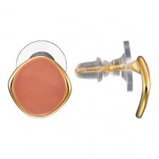 UVI JEWELLERY Золотистые серьги пусеты с бежевой эмалью UVI JEWELLERY Золотистые серьги пусеты с бежевой эмалью