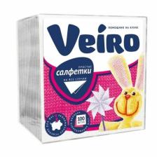 Салфетки бумажные Veiro, сезонные, белые, 100 шт. Салфетки бумажные Veiro, сезонные, белые, 100 шт.