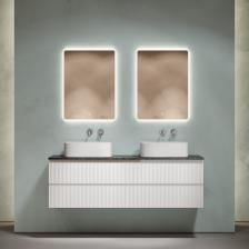 Мебель для ванной комнаты Sancos Snob R 160 bianco, столешница черный мрамор TT160A1, раковина CN6052 Мебель для ванной комнаты Sancos Snob R 160 bianco, столешница черный мрамор TT160A1, раковина CN6052