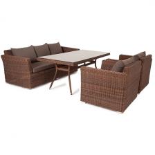 Обеденная группа из искусственного ротанга, цвет коричневый 4SIS Моккачино MS3C2T-4-SET brown Обеденная группа из искусственного ротанга, цвет коричневый 4SIS Моккачино MS3C2T-4-SET brown