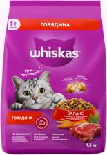 Сухой корм для кошек Whiskas Вкусные подушечки с нежным паштетом Аппетитный обед с говядиной 1.3кг Сухой корм для кошек Whiskas Вкусные подушечки с нежным паштетом Аппетитный обед с говядиной 1.3кг