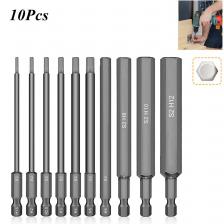 10 шт., 1,5-10 мм, 1/4 дюйма, шестигранный ключ, отвертка, набор сверл, магнитный наконечник, 100 мм, S2, стальная метрическая шестигранная отвертка 10 шт., 1,5-10 мм, 1/4 дюйма, шестигранный ключ, отвертка, набор сверл, магнитный наконечник, 100 мм, S2, стальная метрическая шестигранная отвертка