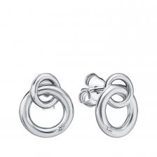 Серебряные серьги с бриллиантами и платинированием Серебряные серьги с бриллиантами и платинированием