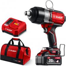 Бесщеточный ударный гайковерт ЗУБР системы LMS с максимальным крутящим моментом 1000 Нм предназначен для фиксации резьбовых соединений размером до М26. Ударная функция с тангенциальным направлением удара обеспечивает эффективное заворачивание без реактивного момента на кисть оператора. Комплектация с аккумулятором большой емкости позволяет работать дольше на одном заряде.Применяется для закручивания/откручивания крепежных элементов при сборке/разборке металлических конструкций, снятии/установке колес автомобиля и т.д. при установке соответствующего расходного инструмента.Единая аккумуляторная система LMS для 500+ инструментовБесщеточный BRUSHLESS двигатель обладает рядом преимуществ по сравнению с щеточным двигателем: - высокий крутящий момент, - повышенная надежность ввиду отсутствия искрения, трения и трущихся деталей, низкое энергопотребление (до 4 раз дольше работа на одном заряде батареи),Импульсное приложение крутящего момента позволяет заворачивать крепеж большого диаметра и отворачивать приржавевшие метизыРежим откручивания с автоматической остановкой после срыва крепежа позволяет не терять крепежные элементыПатрон с квадратным хвостовиком 3/4'' позволяет устанавливать усиленные головкиЭлектронный тормоз двигателя для исключения выбега при остановкеПодсветка рабочего места способствует дополнительному удобству при работе в условиях недостаточного освещенияСкоба для крепления на поясе, устанавливаемая с любой стороны инструментаРукоятка с противоскользящей накладкой Бесщеточный ударный гайковерт ЗУБР системы LMS с максимальным крутящим моментом 1000 Нм предназначен для фиксации резьбовых соединений размером до М26. Ударная функция с тангенциальным направлением удара обеспечивает эффективное заворачивание без реактивного момента на кисть оператора. Комплектация с аккумулятором большой емкости позволяет работать дольше на одном заряде.Применяется для закручивания/откручивания крепежных элементов при сборке/разборке металлических конструкций, снятии/установке колес автомобиля и т.д. при установке соответствующего расходного инструмента.Единая аккумуляторная система LMS для 500+ инструментовБесщеточный BRUSHLESS двигатель обладает рядом преимуществ по сравнению с щеточным двигателем: - высокий крутящий момент, - повышенная надежность ввиду отсутствия искрения, трения и трущихся деталей, низкое энергопотребление (до 4 раз дольше работа на одном заряде батареи),Импульсное приложение крутящего момента позволяет заворачивать крепеж большого диаметра и отворачивать приржавевшие метизыРежим откручивания с автоматической остановкой после срыва крепежа позволяет не терять крепежные элементыПатрон с квадратным хвостовиком 3/4'' позволяет устанавливать усиленные головкиЭлектронный тормоз двигателя для исключения выбега при остановкеПодсветка рабочего места способствует дополнительному удобству при работе в условиях недостаточного освещенияСкоба для крепления на поясе, устанавливаемая с любой стороны инструментаРукоятка с противоскользящей накладкой