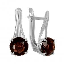 Серебряные серьги с раухтопазами и родированием Серебряные серьги с раухтопазами и родированием