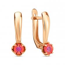Золотые серьги с рубинами и алмазной гранью Золотые серьги с рубинами и алмазной гранью