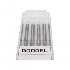 Циркониевые вольфрамовые электроды WZ-8 (белый) - это электроды с содержанием оксида циркония (ZrO?), массовая доля которого варьируется в пределах от 0,7 до 0,9%. Имеет белый цветовой код.Данный тип электродов можно применять при сварке на высоких токах. Очень требовательны к чистоте сварочной ванны. Благодаря цирконию электрод обеспечивает более устойчивую работу на высоких сварочных токах, отличную зажигаемость дуги и длительное время службы в отличие от электродов, выполненных из чистого вольфрама.Рабочий конец этих электродов рекомендуется затачивать в форме полусферы. Электроды предназначены для сварки алюминия, магния, никеля, бронзы и их сплавов только на переменном токе (АC). Циркониевые вольфрамовые электроды WZ-8 (белый) - это электроды с содержанием оксида циркония (ZrO?), массовая доля которого варьируется в пределах от 0,7 до 0,9%. Имеет белый цветовой код.Данный тип электродов можно применять при сварке на высоких токах. Очень требовательны к чистоте сварочной ванны. Благодаря цирконию электрод обеспечивает более устойчивую работу на высоких сварочных токах, отличную зажигаемость дуги и длительное время службы в отличие от электродов, выполненных из чистого вольфрама.Рабочий конец этих электродов рекомендуется затачивать в форме полусферы. Электроды предназначены для сварки алюминия, магния, никеля, бронзы и их сплавов только на переменном токе (АC).