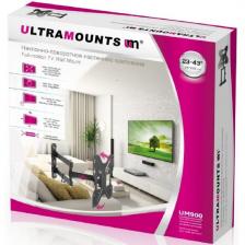 Кронштейн для телевизора Ultramounts UM900 черный 23"-43" макс.30кг настенный поворотно-выдвижной и наклонный Кронштейн для телевизора Ultramounts UM900 черный 23"-43" макс.30кг настенный поворотно-выдвижной и наклонный