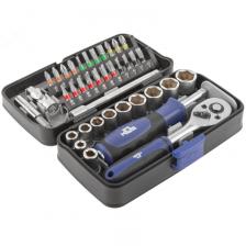 Мини-набор инструмента Mos 65000М, (биты, головки, вороток, удлинитель), 38 шт., пластиковый кейс Мини-набор инструмента Mos 65000М, (биты, головки, вороток, удлинитель), 38 шт., пластиковый кейс