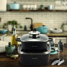 Набор посуды 5 предметов с прихватками Kamille KM-4434 (кастрюли квадратные 20см, 24см, прихватки 2шт) (черный) Набор посуды 5 предметов с прихватками Kamille KM-4434 (кастрюли квадратные 20см, 24см, прихватки 2шт) (черный)