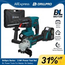 Набор инструментов Drillpro 4 в 1, беспроводной гаечный ключ, шлифовальный молоток с 4 аккумуляторами, электрическая дрель, набор инструментов для батареи Makita Набор инструментов Drillpro 4 в 1, беспроводной гаечный ключ, шлифовальный молоток с 4 аккумуляторами, электрическая дрель, набор инструментов для батареи Makita