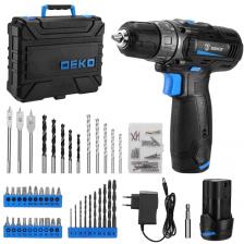Аккумуляторная дрель-шуруповерт DEKODKCD12, BMC, 2,0Ah*2, +92 pcs accessories предназначена для строительных, слесарно-монтажных работ. Инструмент помогает быстро высверливать отверстия нужного диаметра как на деревянной, так и металлической поверхности, быстро вкручивать или извлекать крепеж. Технические характеристики: Напряжение АКБ: 12 В Обороты, 1-я/2-я скорости: 0-400/0-1500 об/мин Тип патрона: быстрозажимной Число ступеней крутящего момента: 18+1 Аккумуляторная дрель-шуруповерт DEKODKCD12, BMC, 2,0Ah*2, +92 pcs accessories предназначена для строительных, слесарно-монтажных работ. Инструмент помогает быстро высверливать отверстия нужного диаметра как на деревянной, так и металлической поверхности, быстро вкручивать или извлекать крепеж. Технические характеристики: Напряжение АКБ: 12 В Обороты, 1-я/2-я скорости: 0-400/0-1500 об/мин Тип патрона: быстрозажимной Число ступеней крутящего момента: 18+1