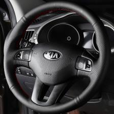 Ручные чехлы на рулевое колесо Черная кожа из микрофибры Крышка рулевого колеса автомобиля для Kia Sportage 3 2011-2014 Kia Ceed 2010 Ручные чехлы на рулевое колесо Черная кожа из микрофибры Крышка рулевого колеса автомобиля для Kia Sportage 3 2011-2014 Kia Ceed 2010