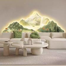 Картины в кремовом стиле украшают фотообои, освещение и настенные светильники Картины в кремовом стиле украшают фотообои, освещение и настенные светильники