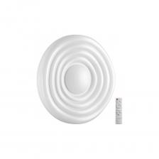 Светильник 7679/EL линии FASS состоит из металлического основания (базы) и пластикового рассеивателя. Материал рассеивателя - высококачественный пластик марки PMMA 2.0 белого цвета с глянцевой поверхностью. Пластик обеспечивает светильнику равномерное рассеивание и хорошее светопропускание. Форма плафона: круглая, декорирована рельефом из пластика в виде узора белого цвета. Степень защиты IP43 позволяет использовать светильник в определенных зонах влажных помещений. В комплект входит заменяемый LED модуль с линзами, мощностью 70Вт, которая соответствует лампе накаливания 610Вт. А также пульт ДУ (с креплением на стену), с помощью которого осуществляется плавное изменение цветовой температуры 3000-6000К, изменение яркости, переход в режим переключения теплого/белого/холодного/ночного света. Светильник имеет функцию "память". Светильник 7679/EL линии FASS состоит из металлического основания (базы) и пластикового рассеивателя. Материал рассеивателя - высококачественный пластик марки PMMA 2.0 белого цвета с глянцевой поверхностью. Пластик обеспечивает светильнику равномерное рассеивание и хорошее светопропускание. Форма плафона: круглая, декорирована рельефом из пластика в виде узора белого цвета. Степень защиты IP43 позволяет использовать светильник в определенных зонах влажных помещений. В комплект входит заменяемый LED модуль с линзами, мощностью 70Вт, которая соответствует лампе накаливания 610Вт. А также пульт ДУ (с креплением на стену), с помощью которого осуществляется плавное изменение цветовой температуры 3000-6000К, изменение яркости, переход в режим переключения теплого/белого/холодного/ночного света. Светильник имеет функцию "память".