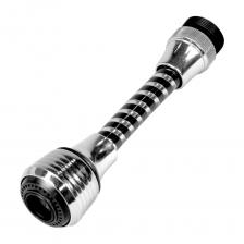 Аэратор двухрежимный вытяжной с внутренней/наружной резьбой и шаровым переходником для трубчатого или гибкого излива. Может использоваться как с изливами М22, так и М24. т.к. втулка переходника позволяет изменить резьбу аэратора с внутренней М22 на наружную М24. Переключение режимов осуществляется путем смещения хромированного кольца в нижнее или верхнее положение. Доступные режимы: струя (из центра аэратора) и спрей (из форсунок по внешнему диаметру аэратора). Аэратор двухрежимный вытяжной с внутренней/наружной резьбой и шаровым переходником для трубчатого или гибкого излива. Может использоваться как с изливами М22, так и М24. т.к. втулка переходника позволяет изменить резьбу аэратора с внутренней М22 на наружную М24. Переключение режимов осуществляется путем смещения хромированного кольца в нижнее или верхнее положение. Доступные режимы: струя (из центра аэратора) и спрей (из форсунок по внешнему диаметру аэратора).