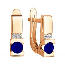 Золотые серьги с сапфирами и бриллиантами с родированием Золотые серьги с сапфирами и бриллиантами с родированием