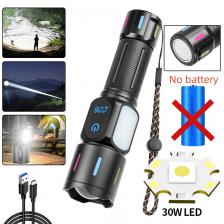 Перезаряжаемый фонарь COB 30Вт с телескопическим зумом Перезаряжаемый фонарь COB 30Вт с телескопическим зумом