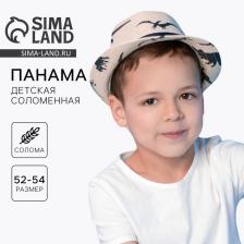Панама детская соломенная для мальчика «Динозаврики», р-р 52-54 Панама детская соломенная для мальчика «Динозаврики», р-р 52-54