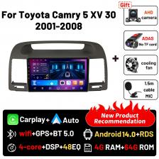 2-диночный автомобильный радиоприемник с сенсорным экраном Bluetooth DSP FM Carplay Android Auto, мультимедийный стереоплеер для Toyota Camry 5 XV 30 2001-2006 2-диночный автомобильный радиоприемник с сенсорным экраном Bluetooth DSP FM Carplay Android Auto, мультимедийный стереоплеер для Toyota Camry 5 XV 30 2001-2006