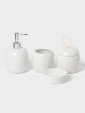 Аксессуары для ванной SAVANNA Monro, 4 предмета, мыльница, дозатор для мыла 450 мл, стакан, баночка, белые Аксессуары для ванной SAVANNA Monro, 4 предмета, мыльница, дозатор для мыла 450 мл, стакан, баночка, белые