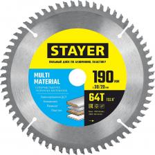 Пильный диск по алюминию STAYER Multi Material 3685-190-30-64 Пильный диск по алюминию STAYER Multi Material 3685-190-30-64