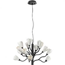 Люстра подвесная шириной 60 см Odeon Light Gardi 5090/15 черный матовый/белый/фарфор G4 LED 15*5W с цветами Люстра подвесная шириной 60 см Odeon Light Gardi 5090/15 черный матовый/белый/фарфор G4 LED 15*5W с цветами