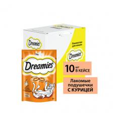 Лакомство для кошек Dreamies подушечки с курицей, 10 шт по 30г Лакомство для кошек Dreamies подушечки с курицей, 10 шт по 30г