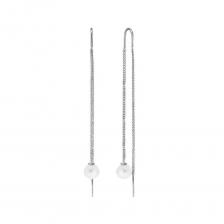 Серебряные серьги с жемчугом и родированием Серебряные серьги с жемчугом и родированием