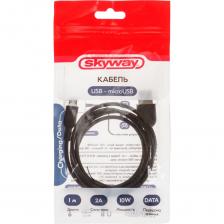 Кабель SKYWAY usb - micro usb, 10w, черный, в пакете, 1м S09602008 Кабель SKYWAY usb - micro usb, 10w, черный, в пакете, 1м S09602008