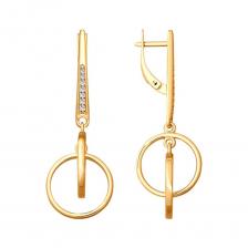 Серебряные серьги с фианитами и позолотой Серебряные серьги с фианитами и позолотой