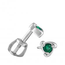 Серьги-пусеты из серебра с изумрудами Серьги-пусеты из серебра с изумрудами