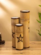 Свеча в бамбуке двойная «Звезда», 13x14x30 см, 100 мл, бежевая Свеча в бамбуке двойная «Звезда», 13x14x30 см, 100 мл, бежевая