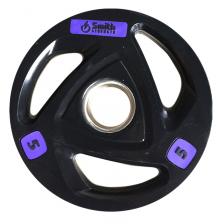 Диск для штанги, c 3-м хватом, обрезиненный, d51 мм 5кг Smith Strength WP085-5 Диск для штанги, c 3-м хватом, обрезиненный, d51 мм 5кг Smith Strength WP085-5