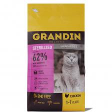 Grandin Sterilized Grain free Корм сухой для кастрированных котов и стерилизованных кошек в возрасте от 1 года до 7 лет, с курицей, 10 кг Grandin Sterilized Grain free Корм сухой для кастрированных котов и стерилизованных кошек в возрасте от 1 года до 7 лет, с курицей, 10 кг
