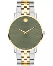 Мужские часы Swiss Museum Classic с золотым браслетом из нержавеющей стали с PVD-покрытием, 40 мм Movado, зеленый Мужские часы Swiss Museum Classic с золотым браслетом из нержавеющей стали с PVD-покрытием, 40 мм Movado, зеленый