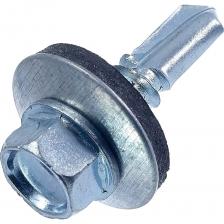 Кровельные саморезы применяются для крепления материалов на крышах домов к деревянной обрешетке и к металлическим конструкциям. Резинометаллическая шайба служит для гидроизоляции крепления и обладает стойкостью к перепадам температур, при сохранении целостности под воздействием прямых солнечных лучей. Шестигранная головка позволяет легко закручивать крепеж с помощью шуруповерта, исключая при этом перекосы и срыв шлицевых поверхностей шляпки. От коррозийных процессов кровельный шуруп защищен наружным цинковым слоем. Специальная форма и наличие спиральной нарезки (как у сверл) позволяет таким саморезам хорошо закреплять разные материалы между собой, включая листы металла. Кровельные саморезы применяются для крепления материалов на крышах домов к деревянной обрешетке и к металлическим конструкциям. Резинометаллическая шайба служит для гидроизоляции крепления и обладает стойкостью к перепадам температур, при сохранении целостности под воздействием прямых солнечных лучей. Шестигранная головка позволяет легко закручивать крепеж с помощью шуруповерта, исключая при этом перекосы и срыв шлицевых поверхностей шляпки. От коррозийных процессов кровельный шуруп защищен наружным цинковым слоем. Специальная форма и наличие спиральной нарезки (как у сверл) позволяет таким саморезам хорошо закреплять разные материалы между собой, включая листы металла.