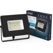 Gauss Светодиодный прожектор Qplus 50W 6000lm 6500K IP65 черный 613511350 Gauss Светодиодный прожектор Qplus 50W 6000lm 6500K IP65 черный 613511350