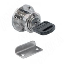 Замок для 1-ой двери, кнопочно-поворотный + отв. планка, хром (503-23 CR) Замок для 1-ой двери, кнопочно-поворотный + отв. планка, хром (503-23 CR)