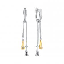 Серебряные серьги с бриллиантами и позолотой Серебряные серьги с бриллиантами и позолотой