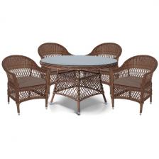 Обеденная группа плетеная, цвет коричневый 4SIS Эспрессо-120 S ECS4T-5-SET brown Обеденная группа плетеная, цвет коричневый 4SIS Эспрессо-120 S ECS4T-5-SET brown