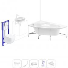 Комплексное предложение для обустройства ванной комнаты по специальной цене. Каждый элемент набора продуман и отвечает лучшим сантехническим решениям для ежедневного комфорта, максимальной гигиены и гарантирует надежный и безопасный монтаж. ВАННА ИЗ ЛИТЬЕВОГО АКРИЛА ОТ LAVINIA BOHO Акриловая ванна Bell Pro производится в размерах от 140*95 до 170*110 см с лево- и правосторонним разворотом, отлично подходит как для небольших помещений, так и для просторных ванных комнат. Угловое расположение чаши позволяет эффективно использовать доступное пространство: одновременно иметь увеличенную длину купели для комфортного купания и оптимальный объем для принятия душа. Отлитый подголовник и сиденье создают дополнительный комфорт для полной релаксации. Широкие площадки на бортиках — идеальное место для размещения косметики и предметов гигиены. Усиленный армированный корпус отлично сохраняет форму и не деформируется при нагрузках и наполнении чаши горячей водой. ПРОЧНЫЙ КАРКАС ИЗ СТАЛИ Ванна монтируется на усиленный стальной каркас и стабилизируется креплениями к стене. Конструкция надежно фиксирует чашу и равномерно распределяет динамическую нагрузку до 500 кг. Регулировка опор по высоте нивелирует перепады уровня пола на различных поверхностях. СИФОН С ПОВЫШЕННОЙ ФУНКЦИОНАЛЬНОСТЬЮ Автоматический слив-перелив Useful Extras от Wellsee с донным клапаном click-clack и съемной накладкой на перелив изготовлен из полипропилена повышенной прочности. Накладка на перелив и крышка донного клапана выполнены из латуни. Функция верхней очистки позволяет с легкостью устранять возможные засоры, а плоский гидрозатвор служит барьером для неприятных канализационных газов и занимает минимум места под ванной. ПОДГОЛОВНИК НА САМОКЛЕЯЩЕЙСЯ ЛЕНТЕ Подголовник на ванну от Wellsee из вспененного полиуретана с гелевой структурой гипоаллергенен и безопасен для здоровья человека. Благодаря волнообразной форме и высокой эластичности подушка мгновенно адаптируется к изгибам тела, равномерно распределяет нагрузку в шейно-воротниковой зоне. Поверхность изделия не впитывает влагу и запахи, что гарантирует высокий уровень гигиены и износостойкость при продолжительном контакте с водой. ПОДВЕСНОЙ УНИТАЗ LAVINIA BOHO СО 100% ОТКРЫТЫМ КРАЕМ Безободковая чаша One из санфарфора со скрытым креплением обладает повышенной прочностью и износостойкостью, не скапливает грязь и сокращает рост бактерий. Стенки качественно омываются с первого смыва без брызг, что обеспечивает 100% гигиеничность и простоту в уходе за изделием. При мощном каскадном смыве выделения сразу попадают в воду и блокируются жидкостью, минимизируя распространение неприятных запахов. Сиденье с крышкой из дюропласта со встроенными в петли демпферами опускаются мягко и бесшумно. Установить или снять конструкцию можно всего за несколько секунд одним нажатием. Изделие выдерживает нагрузку до 400 кг и имеет более 100.000 циклов открывания/закрывания. УНИВЕРСАЛЬНАЯ ИНСТАЛЛЯЦИЯ С БЕСШОВНЫМ БАЧКОМ Инсталляционная система Lavinia Boho Relfix с универсальным креплением позволяет производить не только стандартный «прямой» монтаж рамы к стене, но и осуществлять «поворотный» монтаж, вплоть до установки в угол помещения. Цельнолитой бачок системы изготовлен из долговечного полимерного материала HDPE и изолирован от конденсационной влаги. Все соединительные элементы бачка для подключения инсталляции к трубопроводу изготовлены из латуни. ДИСПЕНСЕР ДЛЯ ДЕЗОДОРАЦИИ Дозатор для дезинфицирующих средств поддерживает гигиену унитаза и аромат свежести в туалетной комнате. При каждом смыве с водой поступает одинаковое количество дезинфицирующего средства, которое равномерно распределяется по чаше унитаза. УЛЬТРАТОНКАЯ КЛАВИША СМЫВА Клавиша изготовлена из высококачественного пластика с антибактериальным покрытием SanitiZed и легко очищается от загрязнений. Механизм активации смыва рассчитан на 200.000 циклов (или 15 лет бесперебойной работы). ЗВУКОИЗОЛЯЦИОННАЯ ПАНЕЛЬ Шумоизоляционная пластина Lavinia Boho RelFix снижает шум воды, сливаемой из бачка инсталляционной системы. Дополнительно панель служит амортизирующей прослойкой между кер Комплексное предложение для обустройства ванной комнаты по специальной цене. Каждый элемент набора продуман и отвечает лучшим сантехническим решениям для ежедневного комфорта, максимальной гигиены и гарантирует надежный и безопасный монтаж. ВАННА ИЗ ЛИТЬЕВОГО АКРИЛА ОТ LAVINIA BOHO Акриловая ванна Bell Pro производится в размерах от 140*95 до 170*110 см с лево- и правосторонним разворотом, отлично подходит как для небольших помещений, так и для просторных ванных комнат. Угловое расположение чаши позволяет эффективно использовать доступное пространство: одновременно иметь увеличенную длину купели для комфортного купания и оптимальный объем для принятия душа. Отлитый подголовник и сиденье создают дополнительный комфорт для полной релаксации. Широкие площадки на бортиках — идеальное место для размещения косметики и предметов гигиены. Усиленный армированный корпус отлично сохраняет форму и не деформируется при нагрузках и наполнении чаши горячей водой. ПРОЧНЫЙ КАРКАС ИЗ СТАЛИ Ванна монтируется на усиленный стальной каркас и стабилизируется креплениями к стене. Конструкция надежно фиксирует чашу и равномерно распределяет динамическую нагрузку до 500 кг. Регулировка опор по высоте нивелирует перепады уровня пола на различных поверхностях. СИФОН С ПОВЫШЕННОЙ ФУНКЦИОНАЛЬНОСТЬЮ Автоматический слив-перелив Useful Extras от Wellsee с донным клапаном click-clack и съемной накладкой на перелив изготовлен из полипропилена повышенной прочности. Накладка на перелив и крышка донного клапана выполнены из латуни. Функция верхней очистки позволяет с легкостью устранять возможные засоры, а плоский гидрозатвор служит барьером для неприятных канализационных газов и занимает минимум места под ванной. ПОДГОЛОВНИК НА САМОКЛЕЯЩЕЙСЯ ЛЕНТЕ Подголовник на ванну от Wellsee из вспененного полиуретана с гелевой структурой гипоаллергенен и безопасен для здоровья человека. Благодаря волнообразной форме и высокой эластичности подушка мгновенно адаптируется к изгибам тела, равномерно распределяет нагрузку в шейно-воротниковой зоне. Поверхность изделия не впитывает влагу и запахи, что гарантирует высокий уровень гигиены и износостойкость при продолжительном контакте с водой. ПОДВЕСНОЙ УНИТАЗ LAVINIA BOHO СО 100% ОТКРЫТЫМ КРАЕМ Безободковая чаша One из санфарфора со скрытым креплением обладает повышенной прочностью и износостойкостью, не скапливает грязь и сокращает рост бактерий. Стенки качественно омываются с первого смыва без брызг, что обеспечивает 100% гигиеничность и простоту в уходе за изделием. При мощном каскадном смыве выделения сразу попадают в воду и блокируются жидкостью, минимизируя распространение неприятных запахов. Сиденье с крышкой из дюропласта со встроенными в петли демпферами опускаются мягко и бесшумно. Установить или снять конструкцию можно всего за несколько секунд одним нажатием. Изделие выдерживает нагрузку до 400 кг и имеет более 100.000 циклов открывания/закрывания. УНИВЕРСАЛЬНАЯ ИНСТАЛЛЯЦИЯ С БЕСШОВНЫМ БАЧКОМ Инсталляционная система Lavinia Boho Relfix с универсальным креплением позволяет производить не только стандартный «прямой» монтаж рамы к стене, но и осуществлять «поворотный» монтаж, вплоть до установки в угол помещения. Цельнолитой бачок системы изготовлен из долговечного полимерного материала HDPE и изолирован от конденсационной влаги. Все соединительные элементы бачка для подключения инсталляции к трубопроводу изготовлены из латуни. ДИСПЕНСЕР ДЛЯ ДЕЗОДОРАЦИИ Дозатор для дезинфицирующих средств поддерживает гигиену унитаза и аромат свежести в туалетной комнате. При каждом смыве с водой поступает одинаковое количество дезинфицирующего средства, которое равномерно распределяется по чаше унитаза. УЛЬТРАТОНКАЯ КЛАВИША СМЫВА Клавиша изготовлена из высококачественного пластика с антибактериальным покрытием SanitiZed и легко очищается от загрязнений. Механизм активации смыва рассчитан на 200.000 циклов (или 15 лет бесперебойной работы). ЗВУКОИЗОЛЯЦИОННАЯ ПАНЕЛЬ Шумоизоляционная пластина Lavinia Boho RelFix снижает шум воды, сливаемой из бачка инсталляционной системы. Дополнительно панель служит амортизирующей прослойкой между кер