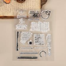 Прозрачный силиконовый штамп "Винтажный английский текст, пейзаж" Прозрачный силиконовый штамп "Винтажный английский текст, пейзаж"