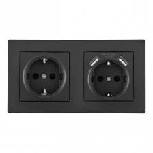 Розетка двойная (двухпостовая) с USB Arte Milano SET06-2-47-1-40-1 black Розетка двойная (двухпостовая) с USB Arte Milano SET06-2-47-1-40-1 black