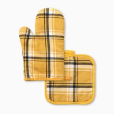 Кухонный набор Этель «Клетка», цвет жёлтый, прихватка 17x17 см, варежка-прихватка 26x16 см,100%п/э Кухонный набор Этель «Клетка», цвет жёлтый, прихватка 17x17 см, варежка-прихватка 26x16 см,100%п/э